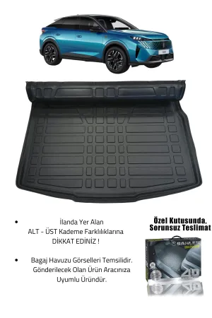 Sahler Peugeot 3008 2024+ Hybrid Uyumlu 4.5d Premium Havuzlu Oto Paspas ve Liner Marka 3D ÜST Bagaj Havuzu - Görsel 2