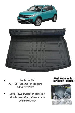 Sahler Volskwagen T-Cross 2022+ Uyumlu 4.5D Premium Havuzlu Oto Paspas ve Liner Marka 3D ÜST Bagaj Havuzu - Görsel 2
