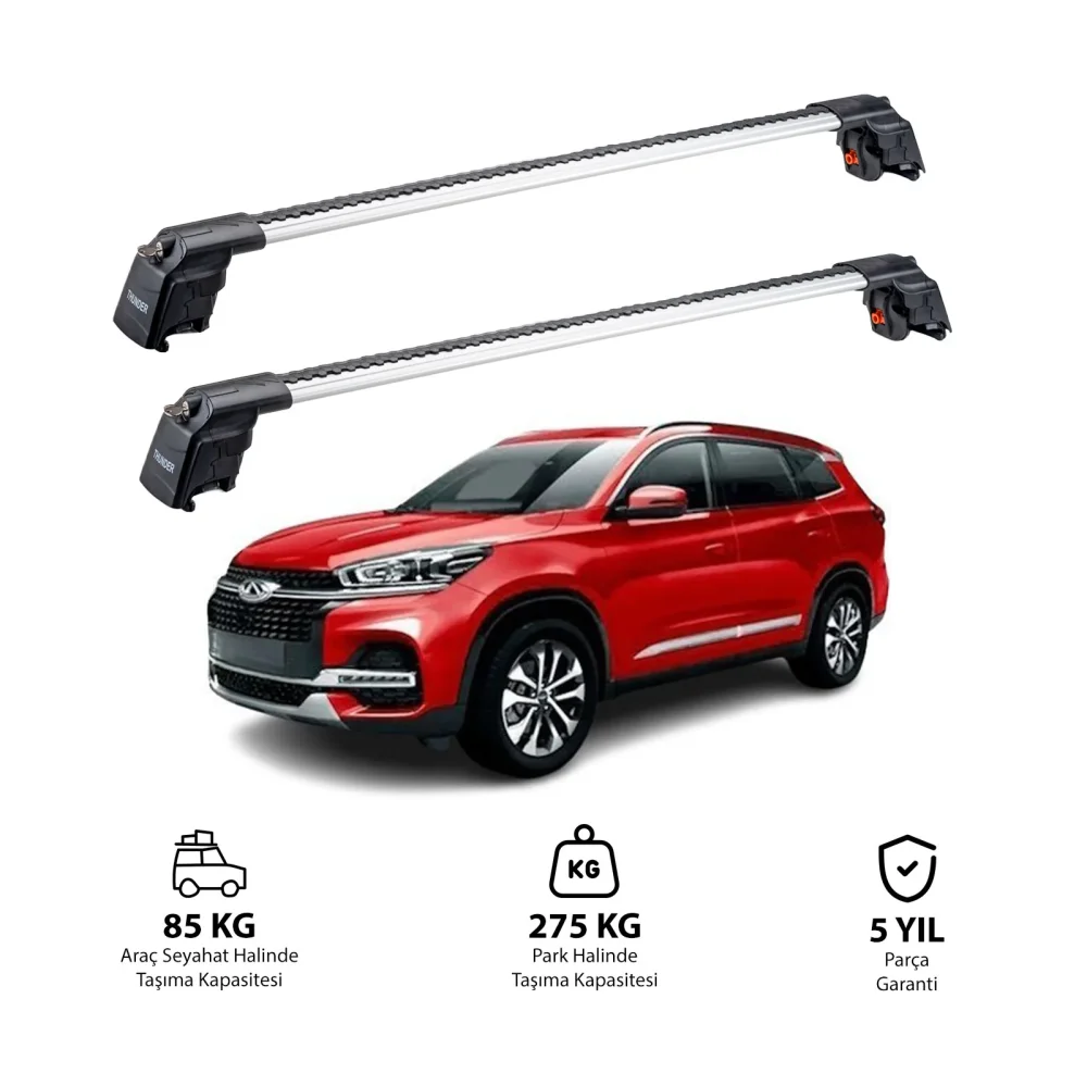 CHERY TIGGO 8 2018 ve Sonrası TRX2 Thunder Carrier Ara Atkı Gri