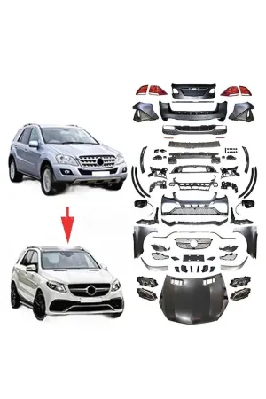Mercedes ml w164 to w166 gle63 dönüşüm body kit seti full facelift