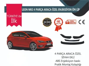 Boğaziçi uyumlu Seat Leon 2012 Sonrası 4 Parça Ön Lip Siyah modelleri DRS Tuning'de. Kaliteli malzeme, hızlı kargo ve güvenli alışverişle hemen inceleyin.
