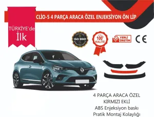 Boğaziçi uyumlu Renault Clio 5 2019 Sonrası 4 Parça Ön Lip Kırmızı modelleri DRS Tuning'de. Kaliteli malzeme, hızlı kargo ve güvenli alışverişle hemen