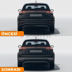 S-Dizayn VW Taigo Krom Arka Tampon Difüzör Çıtası 3 Prç. 2020 Üzeri A+ Kalite thumb 5