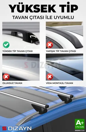 S-Dizayn VW Passat B6 Variant S-Bar Atlas V1 Ara Atkı Tavan Taşıyıcı Barı Gri 130 Cm 2005-2010 A+ Kalite thumb 3