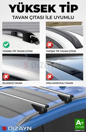 S-Dizayn Renault Megane 2 SW S-Bar Atlas V1 Ara Atkı Tavan Taşıyıcı Barı Gri 130 Cm 2008-2008 A+ Kalite thumb 3