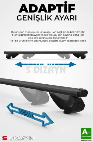 S-Dizayn Hyundai Trajet S-Bar Atlas V1 Ara Atkı Tavan Taşıyıcı Barı Siyah 130 Cm 2000-2008 A+ Kalite thumb 2