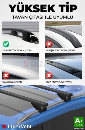S-Dizayn VW Golf 7 Variant S-Bar Atlas V1 Ara Atkı Tavan Taşıyıcı Barı Siyah 120 Cm 2012-2020 A+ Kalite thumb 3