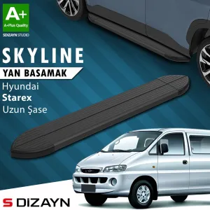 s-dizayn uyumlu Hyundai H-1 Starex Uzun Şase Skyline Siyah Yan Basamak 213 Cm 1998-2007 A+ Kalite modelleri DRS Tuning'de. Kaliteli malzeme, hızlı kargo ve