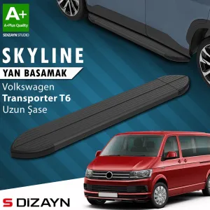 s-dizayn uyumlu VW Transporter T6 Uzun Şase Skyline Siyah Yan Basamak 253 Cm 2015-2019 A+ Kalite modelleri DRS Tuning'de. Kaliteli malzeme, hızlı kargo ve