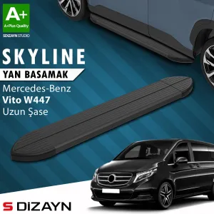 s-dizayn uyumlu Mercedes Vito W447 Uzun Şase Skyline Siyah Yan Basamak 253 Cm 2014 Üzeri A+ Kalite modelleri DRS Tuning'de. Kaliteli malzeme, hızlı kargo ve