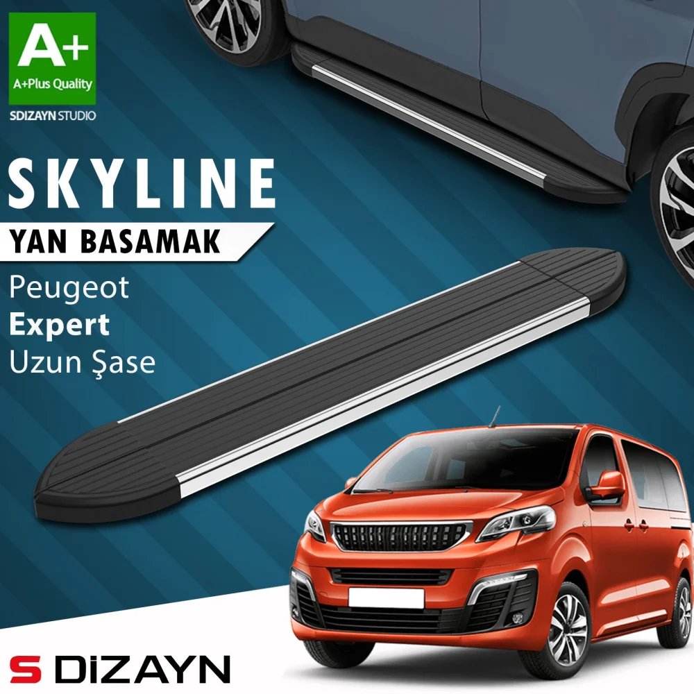 S-Dizayn Peugeot Expert 3 Uzun Şase Skyline Krom Yan Basamak 243 Cm 2016 Üzeri A+ Kalite