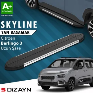 Citroen Berlingo 2018-Günümüz (K9) uyumlu 3 Uzun Şase Skyline Krom Yan Basamak 213 Cm 2018 Üzeri A+ Kalite modelleri DRS Tuning'de. Kaliteli malzeme, hızlı