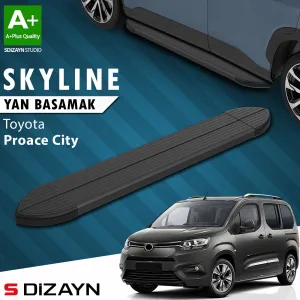 S-Dizayn Toyota Proace City Kısa Şase Skyline Siyah Yan Basamak 203 Cm 2018 Üzeri A+ Kalite thumb 1