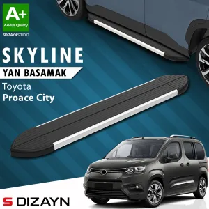 S-Dizayn Toyota Proace City Kısa Şase Skyline Aluminyum Yan Basamak 203 Cm 2018 Üzeri A+ Kalite thumb 1