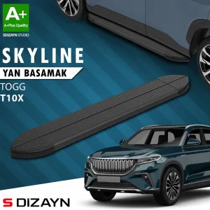 TOGG T10X 2023-Günümüz (T10X) uyumlu Skyline Siyah Yan Basamak 203 Cm 2023 Üzeri A+ Kalite modelleri DRS Tuning'de. Kaliteli malzeme, hızlı kargo ve güvenli
