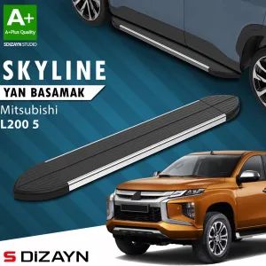 S-Dizayn Mitsubishi L200 5 Makyajlı Skyline Krom Yan Basamak 203 Cm 2019-2023 A+ Kalite thumb 1