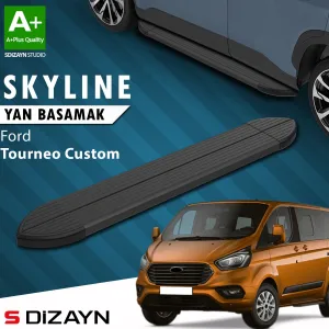 S-Dizayn Ford Tourneo Custom Kısa Şase Skyline Siyah Yan Basamak 203 Cm 2012-2023 A+ Kalite thumb 1