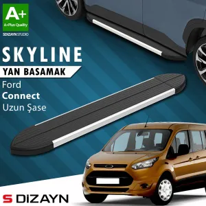 S-Dizayn Ford Connect Uzun Şase Skyline Aluminyum Yan Basamak 203 Cm 2002-2014 A+ Kalite thumb 1