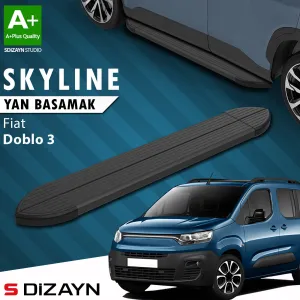 S-Dizayn Fiat Doblo 3 Kısa Şase Skyline Siyah Yan Basamak 203 Cm 2023 Üzeri A+ Kalite thumb 1