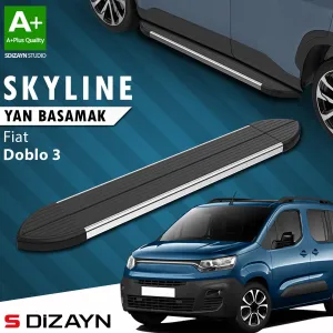 S-Dizayn Fiat Doblo 3 Kısa Şase Skyline Krom Yan Basamak 203 Cm 2023 Üzeri A+ Kalite thumb 1