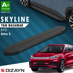 BYD Atto 3 2022-Günümüz (Atto 3) uyumlu Skyline Siyah Yan Basamak 193 Cm 2022 Üzeri A+ Kalite modelleri DRS Tuning'de. Kaliteli malzeme, hızlı kargo ve güvenli