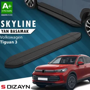 S-Dizayn VW Tiguan 3 Skyline Siyah Yan Basamak 183 Cm 2024 Üzeri A+ Kalite thumb 1