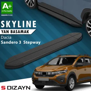 Dacia Sandero 2020-Günümüz (DJF) uyumlu 3 Stepway Skyline Siyah Yan Basamak 183 Cm 2020 Üzeri A+ Kalite modelleri DRS Tuning'de. Kaliteli malzeme, hızlı kargo