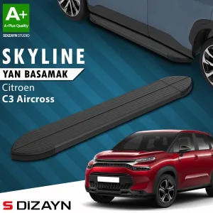 S-Dizayn Citroen C3 Aircross Skyline Siyah Yan Basamak 183 Cm 2017-2024 A+ Kalite thumb 1