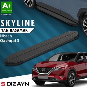 Nissan Qashqai 2021-Günümüz (J12) uyumlu 3 Skyline Siyah Yan Basamak 173 Cm 2021 Üzeri A+ Kalite modelleri DRS Tuning'de. Kaliteli malzeme, hızlı kargo ve