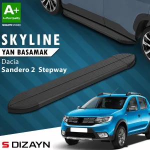 Dacia Sandero 2012-2020 (B52) uyumlu 2 Stepway Skyline Siyah Yan Basamak 173 Cm 2013-2020 A+ Kalite modelleri DRS Tuning'de. Kaliteli malzeme, hızlı kargo ve