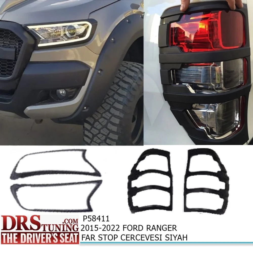 Ford Ranger 2015-2020 Far Ve Stop Çerçevesi Kaplama Siyah
