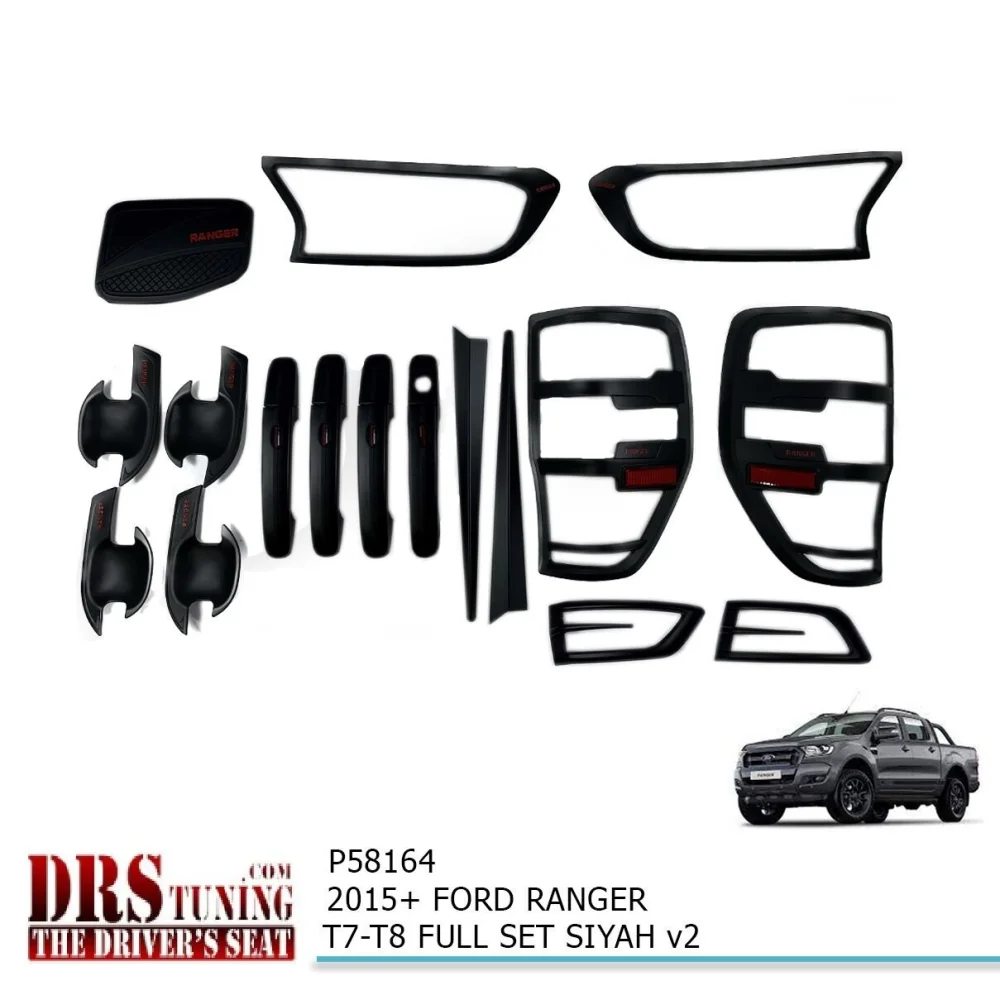 Ford Ranger 2015 Sonrası T7-T8 Siyah Kaplama Set V2