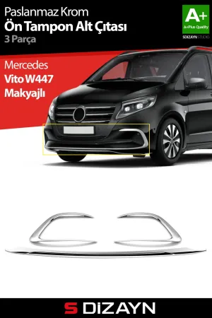 s-dizayn uyumlu Mercedes Vito W447 Makyajlı Krom Ön Tampon Alt Çıtası 3 Prç. 2024 Üzeri A+ Kalite modelleri DRS Tuning'de. Kaliteli malzeme, hızlı kargo ve