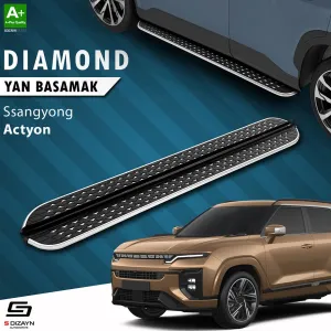 S-Dizayn Ssangyong Actyon Diamond Krom Yan Basamak 183 Cm 2024 Üzeri A+ Kalite thumb 1