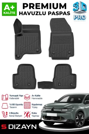 S-Dizayn Citroen C4 Hybrid 3D Pro Havuzlu Paspas 2025 Üzeri A+ Kalite thumb 1