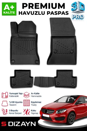 S-Dizayn Mercedes B Serisi W246 3D Pro Havuzlu Paspas 2011-2018 A+ Kalite thumb 1