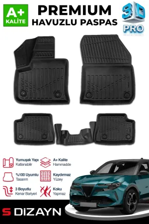 S-Dizayn Alfa Romeo Junior Elektrikli 3D Pro Havuzlu Paspas 2024 Üzeri A+ Kalite thumb 1