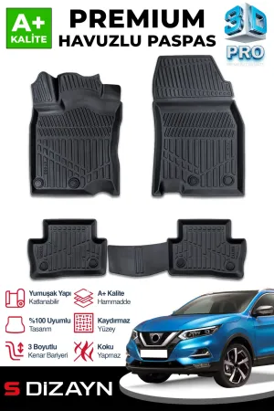 S-Dizayn Nissan Qashqai 3D Pro Havuzlu Paspas 2013-2021 A+ Kalite thumb 1