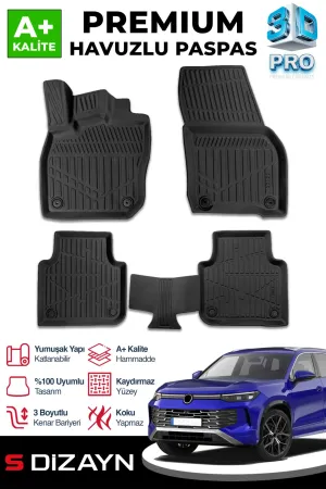S-Dizayn VW Tayron 3D Pro Havuzlu Paspas 2025 Üzeri A+ Kalite thumb 1