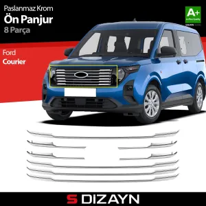 S-Dizayn Ford Courier Krom Ön Panjur 8 Prç. 2023 Üzeri A+ Kalite thumb 1
