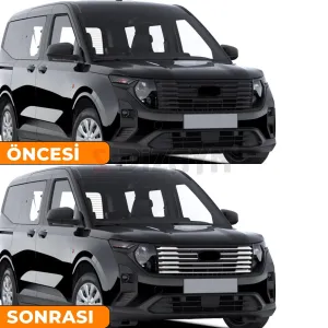 S-Dizayn Ford Courier Krom Ön Panjur 8 Prç. 2023 Üzeri A+ Kalite thumb 5