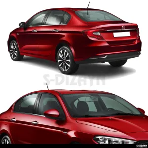 S-Dizayn Fiat Egea SD Krom Cam Çıtası 4 Prç. 2015 Üzeri (Mat Krom) A+ Kalite thumb 4