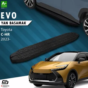 Toyota C-HR 2023-Günümüz (AX20) uyumlu 2 Evo Siyah Yan Basamak 173 Cm 2023 Üzeri A+ Kalite modelleri DRS Tuning'de. Kaliteli malzeme, hızlı kargo ve güvenli