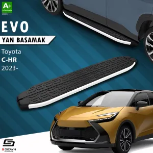 Toyota C-HR 2023-Günümüz (AX20) uyumlu 2 Evo Aluminyum Yan Basamak 173 Cm 2023 Üzeri A+ Kalite modelleri DRS Tuning'de. Kaliteli malzeme, hızlı kargo ve
