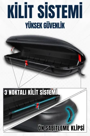 S-Dizayn Araç Üzeri Port Bagaj Karbon Fiber Desen 430 Litre Enjeksiyon Plastik A+ Kalite thumb 3