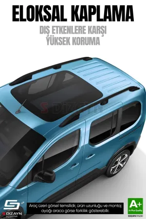 S-Dizayn VW Caddy 3 Aluminyum Siyah Tavan Çıtası 2004-2010 A+ Kalite thumb 2