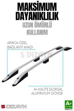 S-Dizayn VW Caddy 3 Makyajlı Aluminyum Gri Tavan Çıtası 2010-2020 A+ Kalite thumb 4