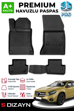 S-Dizayn Mercedes GLA 3D Pro Havuzlu Paspas 2014-2019 A+ Kalite thumb 1