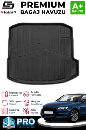 Audi A3 2020-Günümüz (8Y) uyumlu Sedan 3D Pro Bagaj Havuzu 2020 Üzeri A+ Kalite modelleri DRS Tuning'de. Kaliteli malzeme, hızlı kargo ve güvenli alışverişle