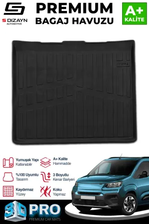 S-Dizayn Fiat Doblo Seperatörsüz 3D Pro Bagaj Havuzu 2023 Üzeri A+ Kalite thumb 1